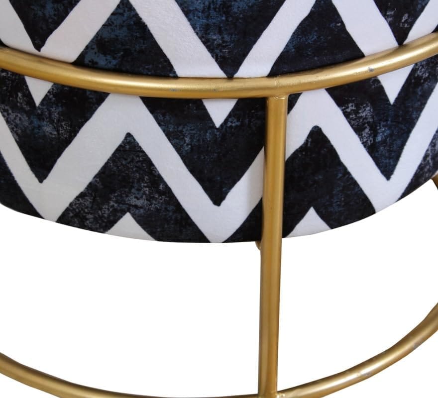 Shadowkart Ottoman Stool for Living Room | Metal Pouffes for Sitting Printed Ottoman | Foot Rest Wooden Ottoman Foot stools | Make up Dressing Side Table, 17 Inch Height