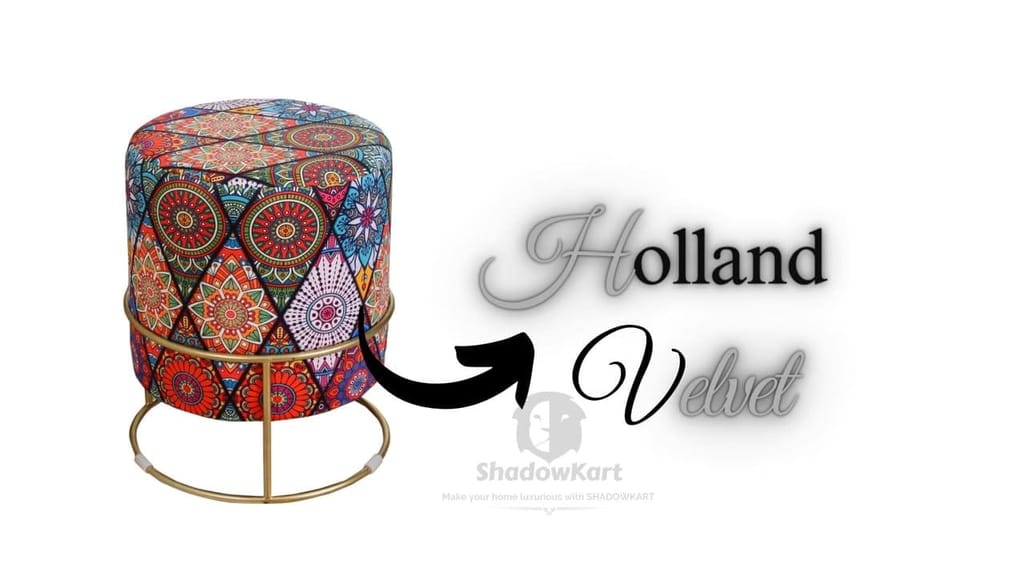 Shadowkart Ottoman Stool for Living Room | Metal Pouffes for Sitting Printed Ottoman | Foot Rest Wooden Ottoman Foot stools | Make up Dressing Side Table, 17 Inch Height