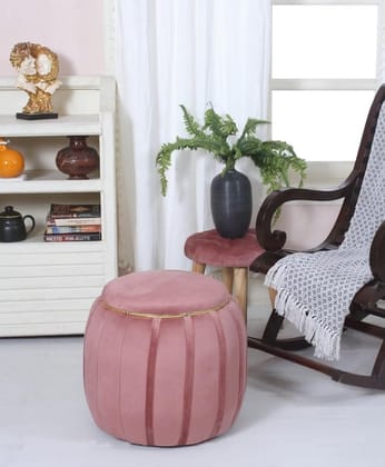Shadowkart Pouffes Sitting Stool for Living Room, Make up Table Mudda Puffy Wooden Ottoman Stools, Pouffe Footstool, Pouf for Office Home Decoration & Dressing Table, 19x19x19 Inch