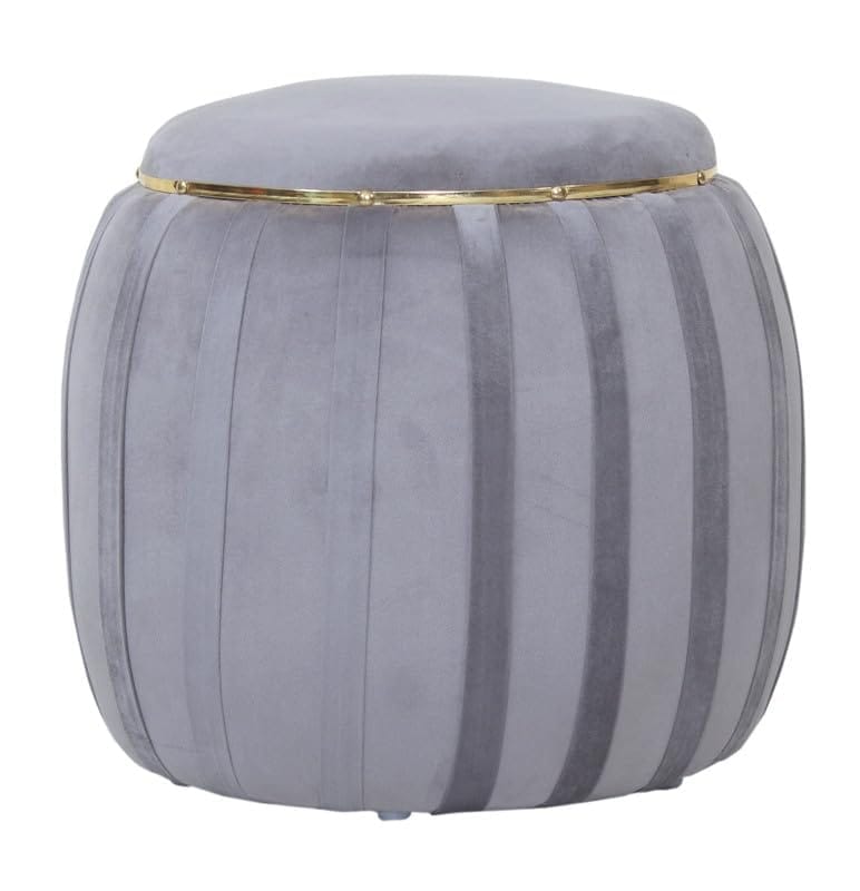 Shadowkart Pouffes Sitting Stool for Living Room, Make up Table Mudda Puffy Wooden Ottoman Stools, Pouffe Footstool, Pouf for Office Home Decoration & Dressing Table, 19x19x19 Inch