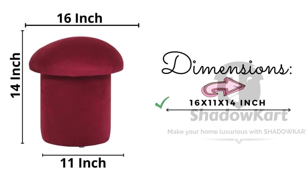 Shadowkart Pouffes Sitting Stool for Living Room, Make up Table Mudda Puffy Wooden Ottoman Stools, Pouffe Footstool, Poof for Room Decoration & Dressing Table, 16x11x14 Inch