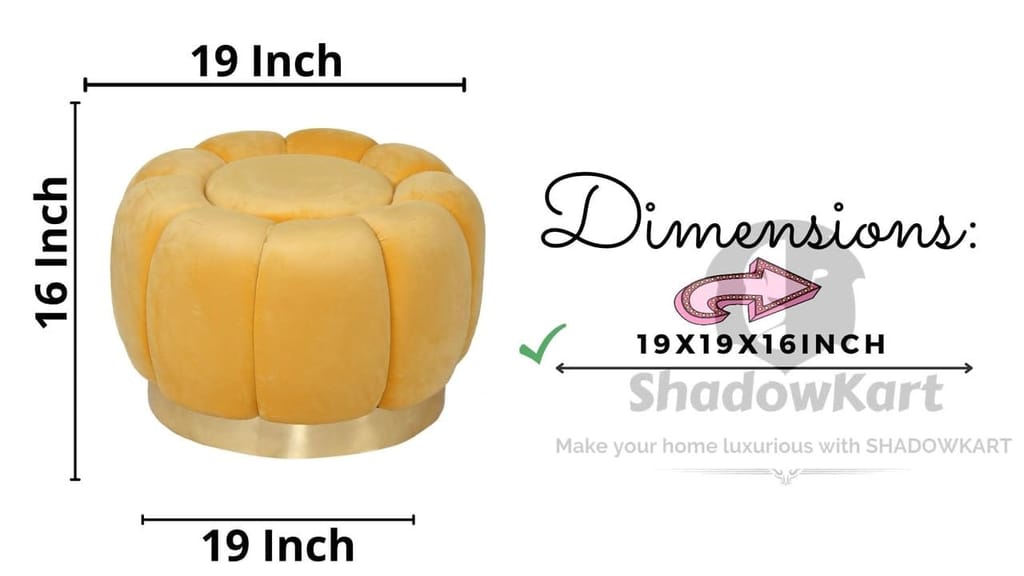 Shadowkart Pouffes Sitting Stool for Living Room, Make up Table Mudda Puffy Wooden Ottoman Stools, Pouffe Footstool, Poof for Room Decoration & Dressing Table, 19x16 Inch