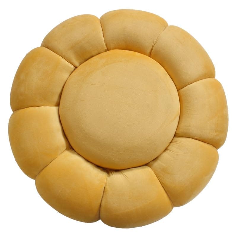 Shadowkart Pouffes Sitting Stool for Living Room, Make up Table Mudda Puffy Wooden Ottoman Stools, Pouffe Footstool, Poof for Room Decoration & Dressing Table, 19x16 Inch