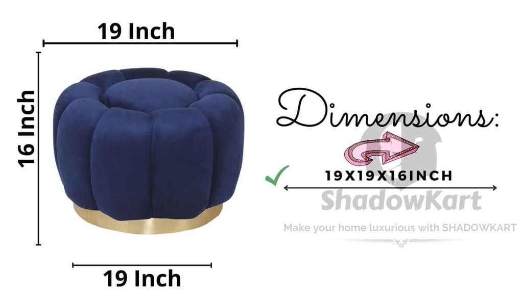 Shadowkart Pouffes Sitting Stool for Living Room, Make up Table Mudda Puffy Wooden Ottoman Stools, Pouffe Footstool, Poof for Room Decoration & Dressing Table, 19x16 Inch