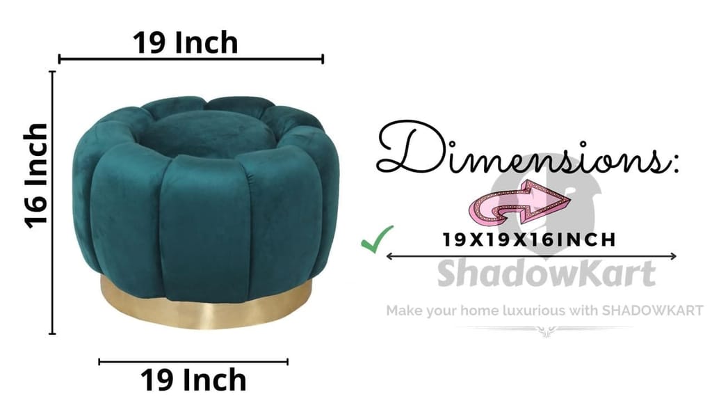 Shadowkart Pouffes Sitting Stool for Living Room, Make up Table Mudda Puffy Wooden Ottoman Stools, Pouffe Footstool, Poof for Room Decoration & Dressing Table, 19x16 Inch