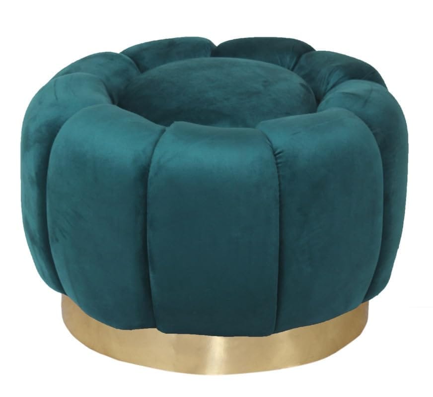 Shadowkart Pouffes Sitting Stool for Living Room, Make up Table Mudda Puffy Wooden Ottoman Stools, Pouffe Footstool, Poof for Room Decoration & Dressing Table, 19x16 Inch