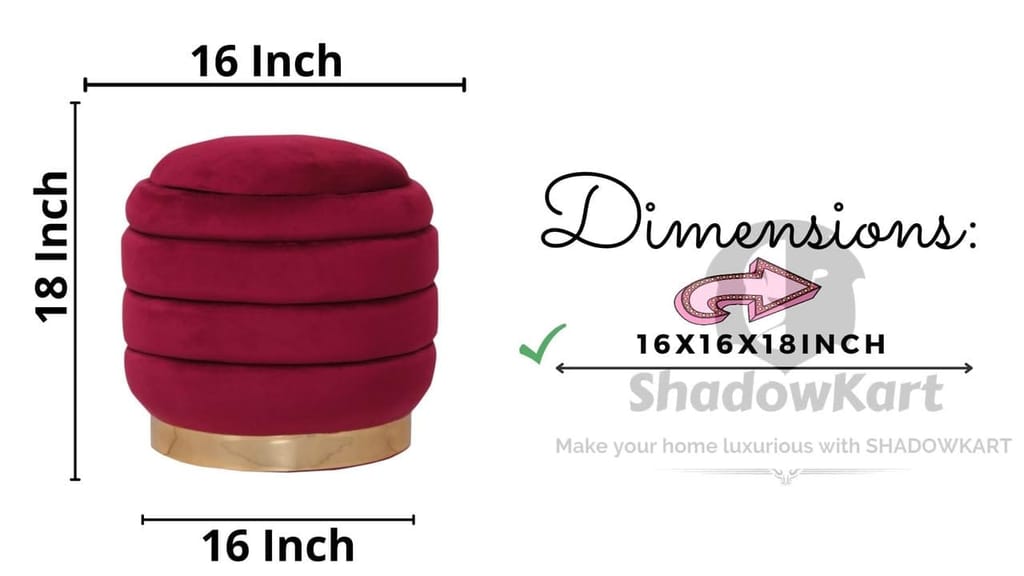 Shadowkart Pouffes Sitting Stool for Living Room, Mudda Make up Table Puffy Wooden Ottoman Stools, Pouffe Footstool for Room Decoration & Dressing Table, 16x16x18 Inch