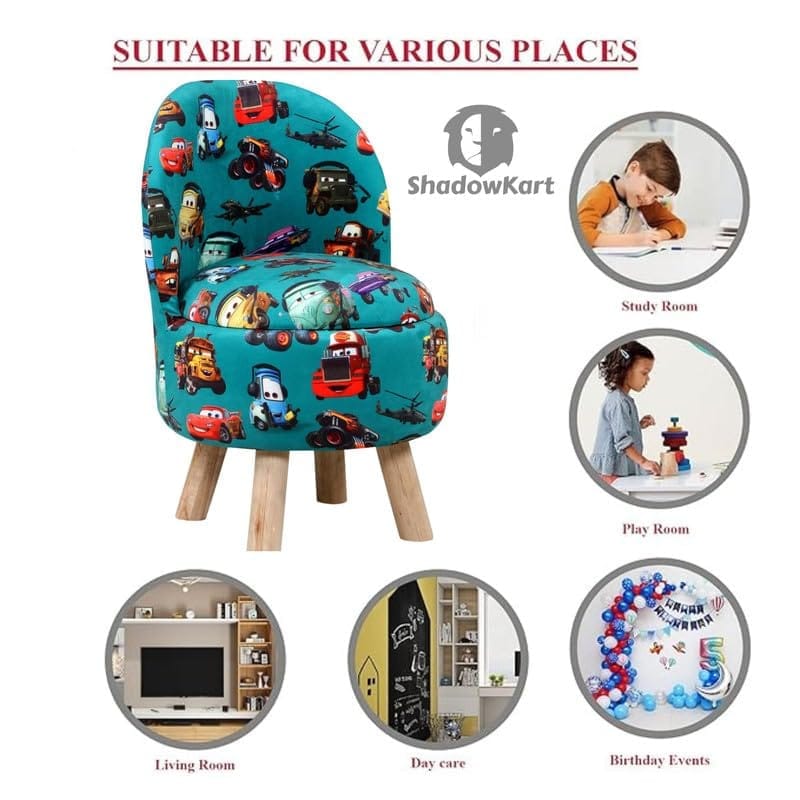 Shadowkart Ottoman Kids pouffe Stool for Small Baby Chair Study Stool for Kids Playing Products Little Baby Dining Chair for Feeding Kids Cartoon Bedroom Chair,14x14x26 Inch, Combo Chair