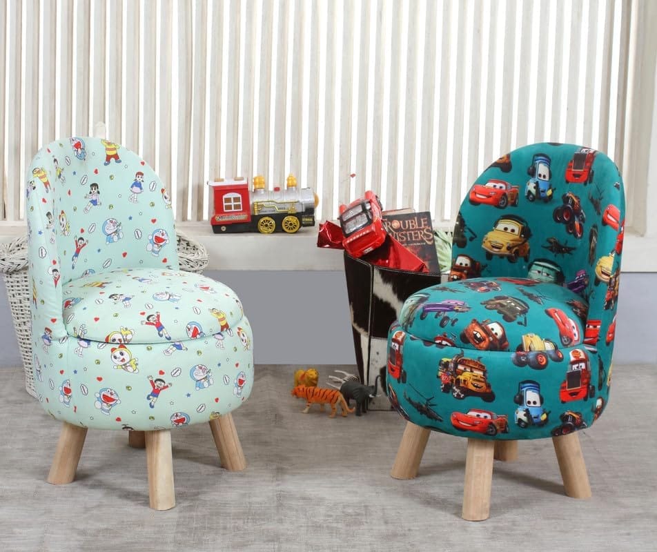 Shadowkart Ottoman Kids pouffe Stool for Small Baby Chair Study Stool for Kids Playing Products Little Baby Dining Chair for Feeding Kids Cartoon Bedroom Chair,14x14x26 Inch, Combo Chair