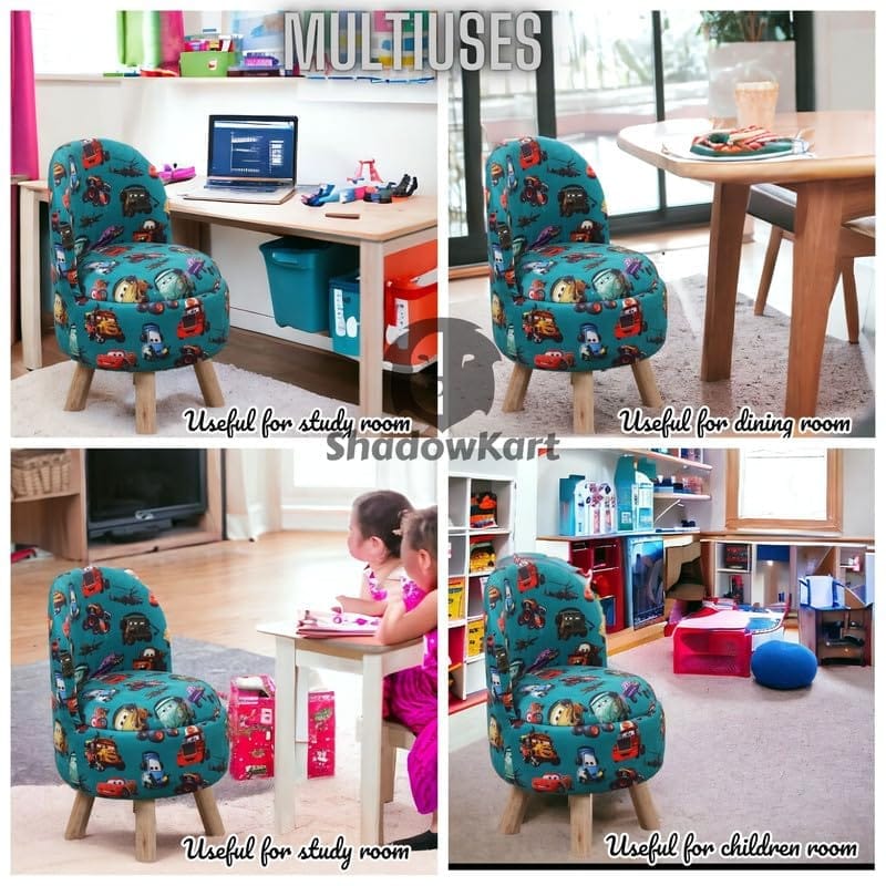 Shadowkart Ottoman Kids pouffe Stool for Small Baby Chair Study Stool for Kids Playing Products Little Baby Dining Chair for Feeding Kids Cartoon Bedroom Chair,14x14x26 Inch, Combo Chair