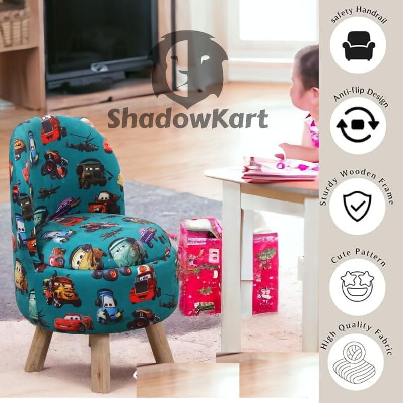 Shadowkart Ottoman Kids pouffe Stool for Small Baby Chair Study Stool for Kids Playing Products Little Baby Dining Chair for Feeding Kids Cartoon Bedroom Chair,14x14x26 Inch, Combo Chair
