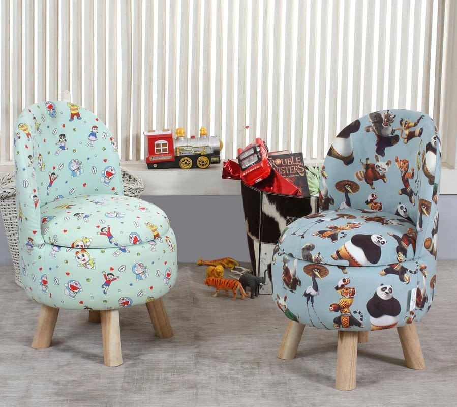 Shadowkart Ottoman Kids pouffe Stool for Small Baby Chair Study Stool for Kids Playing Products Little Baby Dining Chair for Feeding Kids Cartoon Bedroom Chair,14x14x26 Inch, Combo Chair