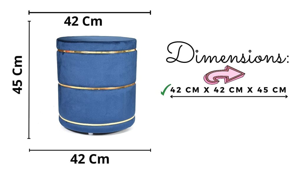 ShadowKart Pouffes Sitting Stool for Living Room, Mudda Puffy Wooden Ottoman Stools, Pouffe Footstool, Pouf for Office Home Decoration & Dressing Table, 16x18 Inch