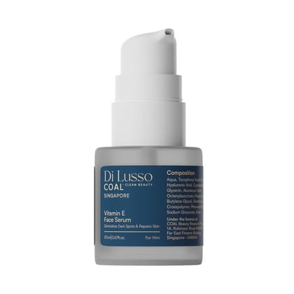 COAL Clean Beauty Vitamin E Face Serum with Hyaluronic Acid & Vitamin E | Diminishes Dark Spots & Repairs Skin | Men | All Skin Types | 20ml