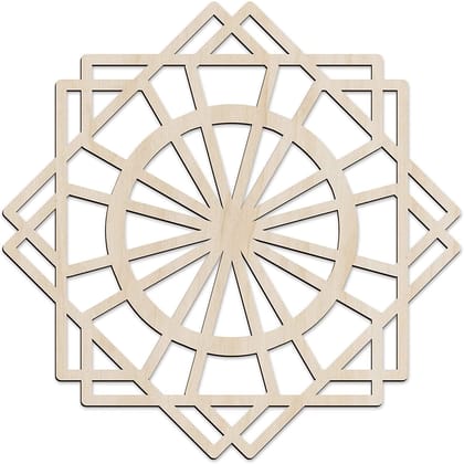 Haoser Mandala Wooden Wall Art, Traditional Star Ornament Polygonal Details, Birch Wood Plywood Rustic Wall Art Accent for Hallway Bedroom Living Room Cafes and Offices (Mandala Design-9_30CM)