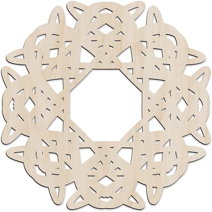 Haoser Mandala Wooden Wall Art, Traditional Star Ornament Polygonal Details, Birch Wood Plywood Rustic Wall Art Accent for Hallway Bedroom Living Room Cafes and Offices (Mandala Design-8_30CM)