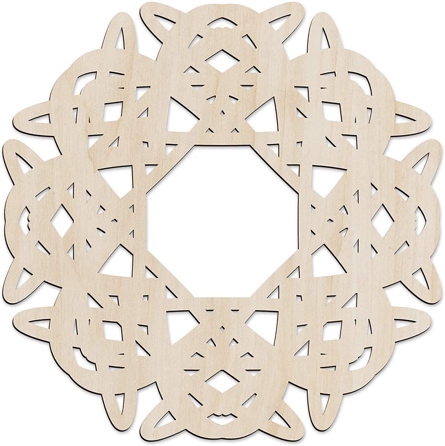Haoser Mandala Wooden Wall Art, Traditional Star Ornament Polygonal Details, Birch Wood Plywood Rustic Wall Art Accent for Hallway Bedroom Living Room Cafes and Offices (Mandala Design-8_30CM)