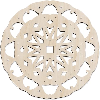 Haoser Mandala Wooden Wall Art, Traditional Star Ornament Polygonal Details, Birch Wood Plywood Rustic Wall Art Accent for Hallway Bedroom Living Room Cafes and Offices (Mandala Design-4_30CM)