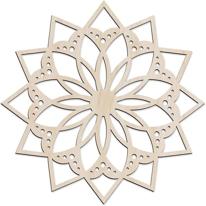 Haoser Mandala Wooden Wall Art, Traditional Star Ornament Polygonal Details, Birch Wood Plywood Rustic Wall Art Accent for Hallway Bedroom Living Room Cafes and Offices (Mandala Design-6_30CM)