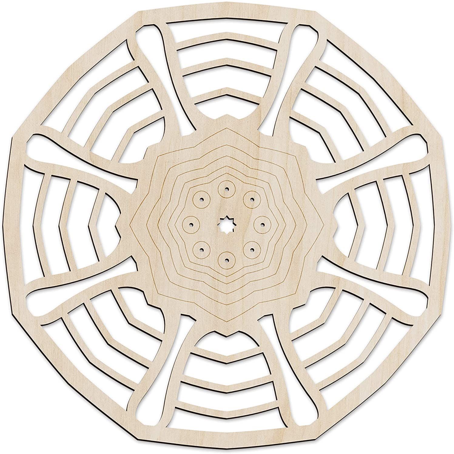 Haoser Mandala Wooden Wall Art, Traditional Star Ornament Polygonal Details, Birch Wood Plywood Rustic Wall Art Accent for Hallway Bedroom Living Room Cafes and Offices (Mandala Design-3_30CM)