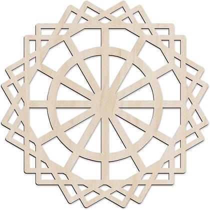 Haoser Mandala Wooden Wall Art, Traditional Star Ornament Polygonal Details, Birch Wood Plywood Rustic Wall Art Accent for Hallway Bedroom Living Room Cafes and Offices (Mandala Design-12_30CM)