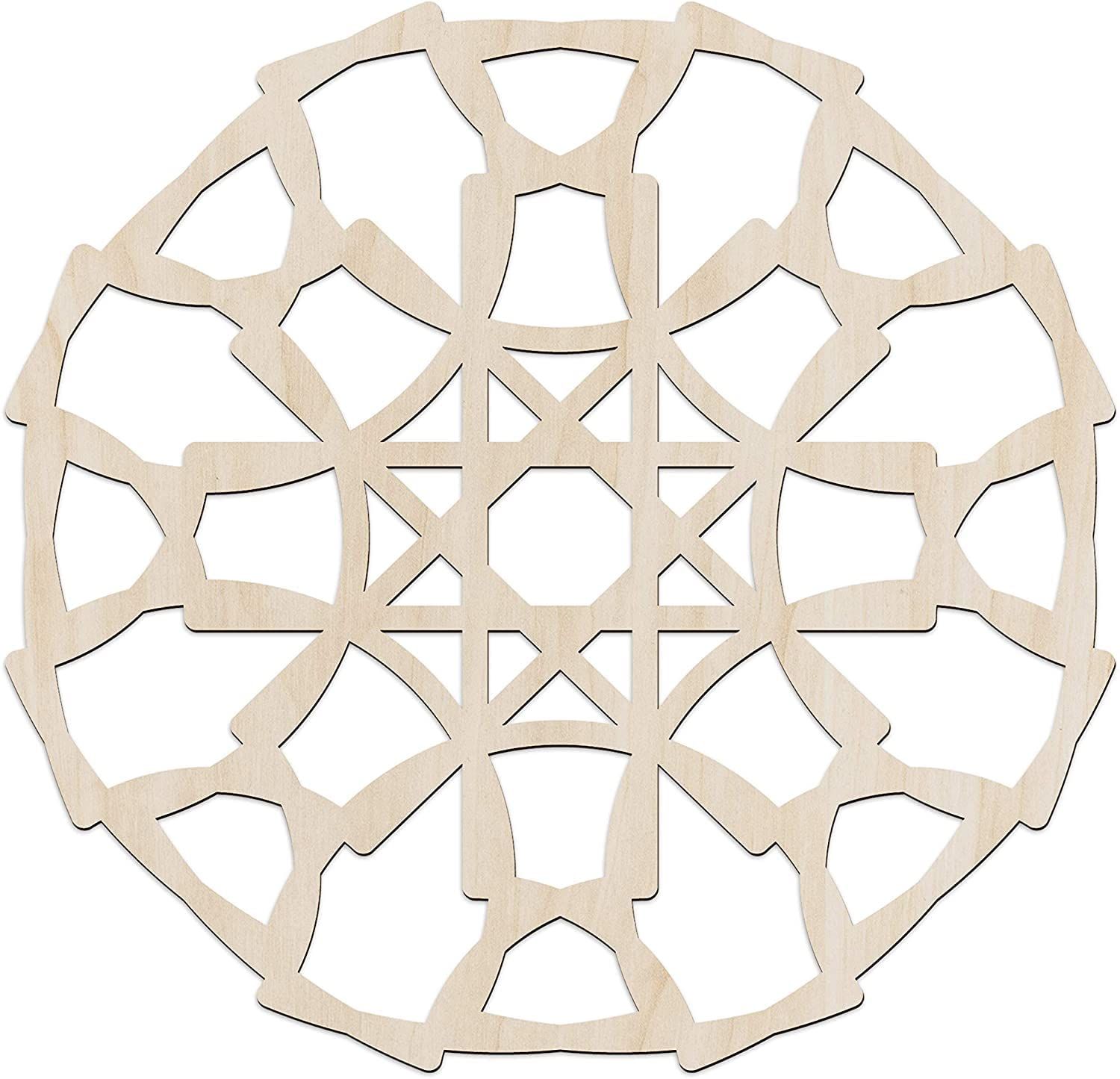 Haoser Mandala Wooden Wall Art, Whirl Look Lattice Abstarct Geometric, Birch Wood Plywood Rustic Wall Art Accent for Hallway Bedroom Living Room Cafes and Offices (Mandala Design-28_30CM)