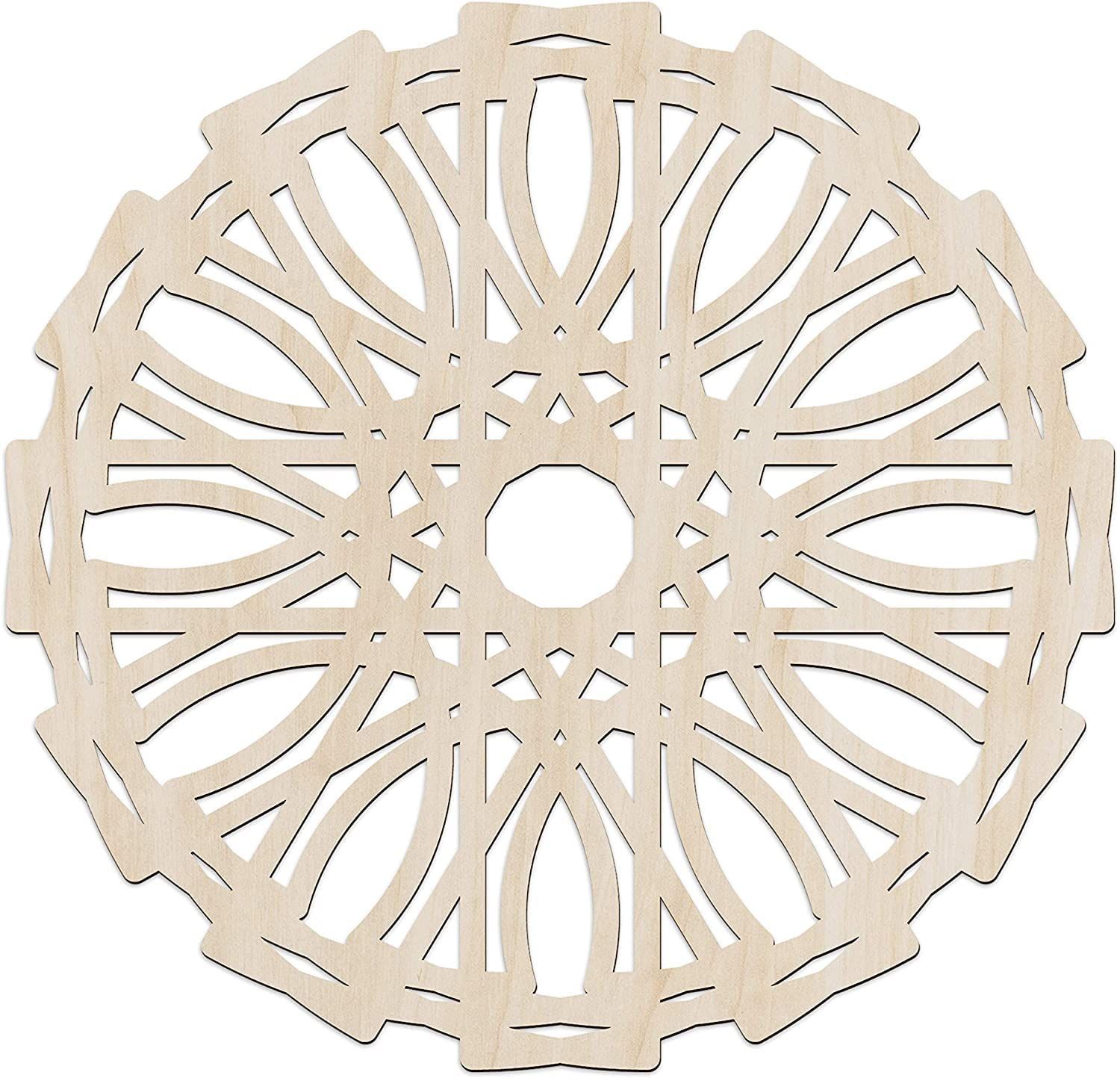 Haoser Mandala Wooden Wall Art, Whirl Look Lattice Abstarct Geometric, Birch Wood Plywood Rustic Wall Art Accent for Hallway Bedroom Living Room Cafes and Offices (Mandala Design-25_30CM)