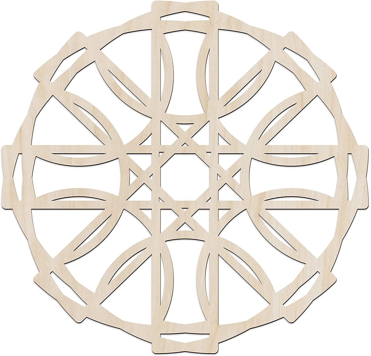 Haoser Mandala Wooden Wall Art, Whirl Look Lattice Abstarct Geometric, Birch Wood Plywood Rustic Wall Art Accent for Hallway Bedroom Living Room Cafes and Offices (Mandala Design-24_30CM)