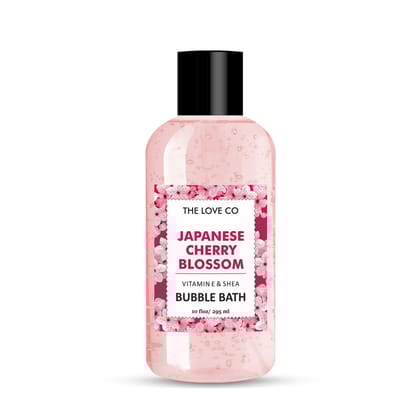 THE LOVE CO. Luxury Japanese Cherry Blossom Bubble Bath - Aromatherapy Soap and Bath Oil with Epsom Salt for Dry Skin - Moisturizing and Soothing - Suitable for All Ages and Sensitive Skin - Luxury Bubble Bath for Self-Care - 295ml