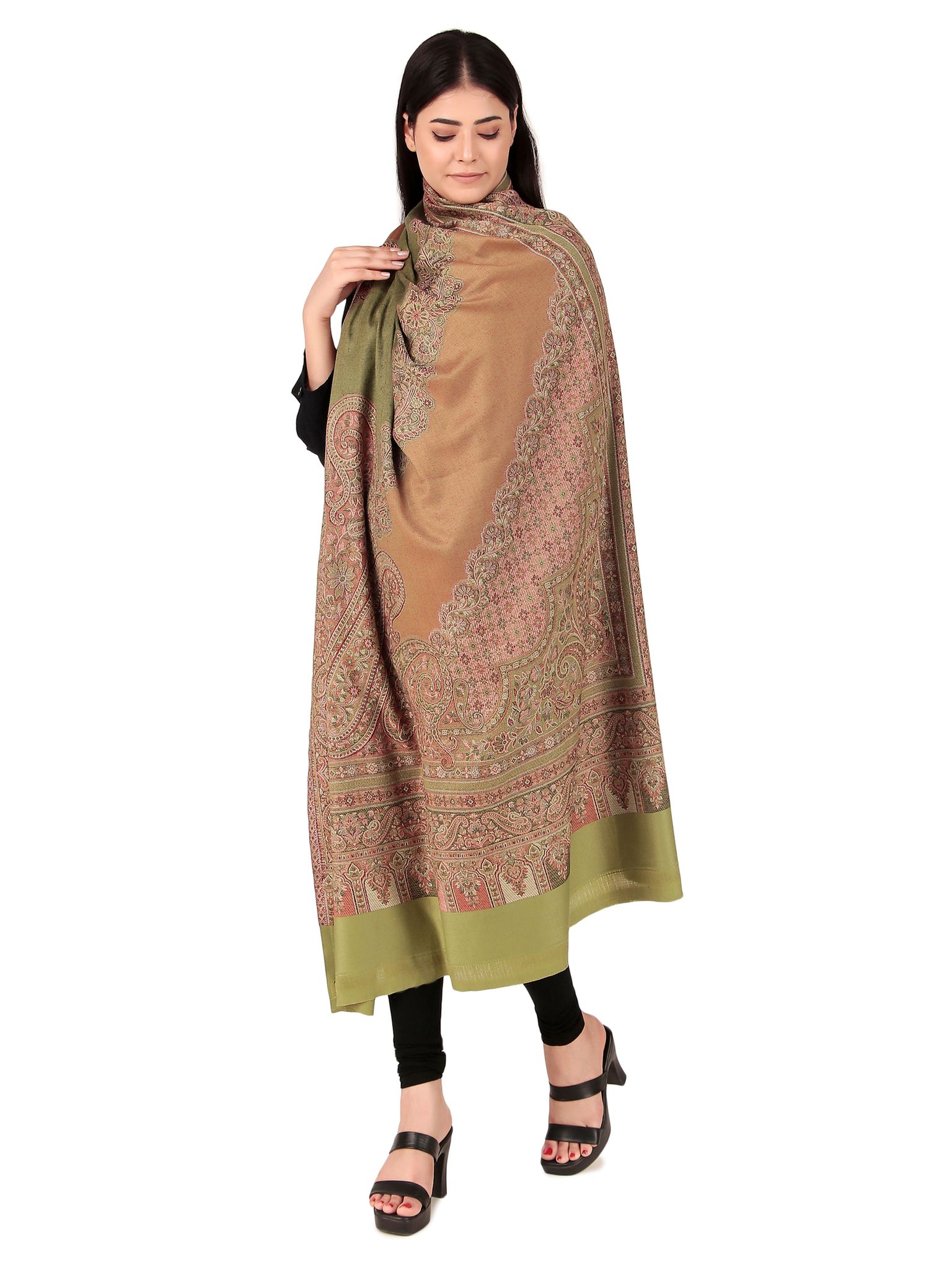 Toosh Moda Women's Embellished Beautiful Ethnic Winter Wear Kani Shawls (Pista 100*200)