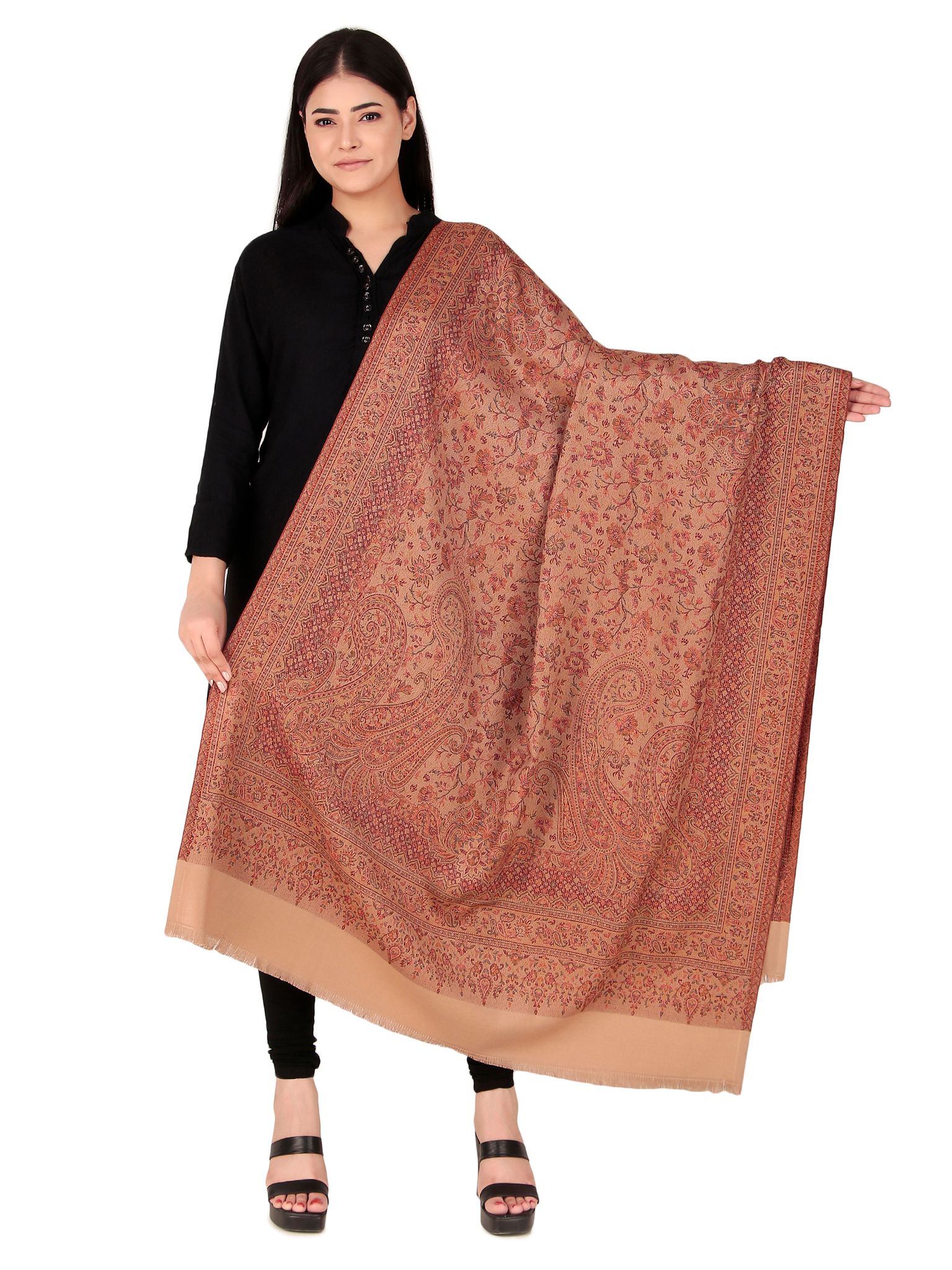 Toosh Moda Women's Embellished Beautiful Ethnic Winter Wear Kani Shawls (Beige 100*200)