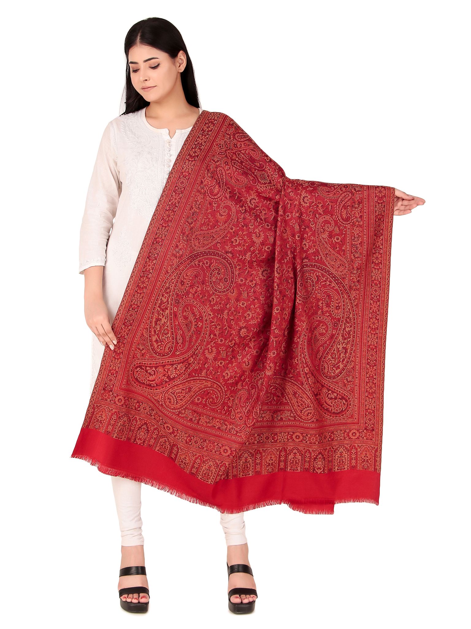 Toosh Moda Women's Embellished Beautiful Ethnic Winter Wear Kani Shawls (Red 100*200)