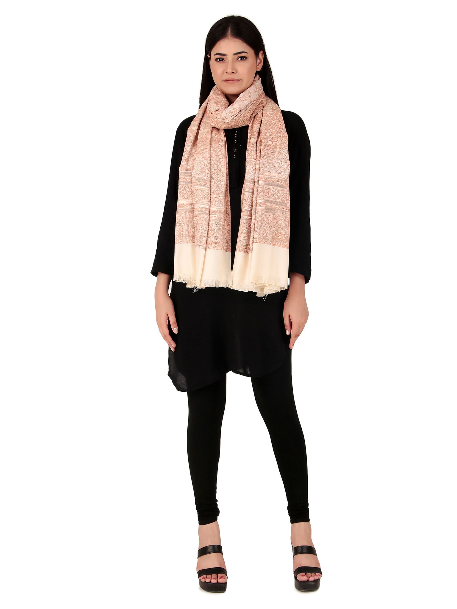 Toosh Moda Women's Embellished Beautiful Ethnic Winter Wear Kani Shawls (Cream 100*200