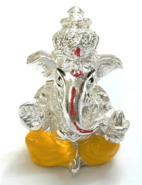 Ayushmann Traders Ganesh Idol Car Dashboard - Hindu Ganesha Statue India Ganpati Lord Murti Mandir Diwali Gifts Silver Yellow - Pooja Needs | Buy online on ZillyBuy