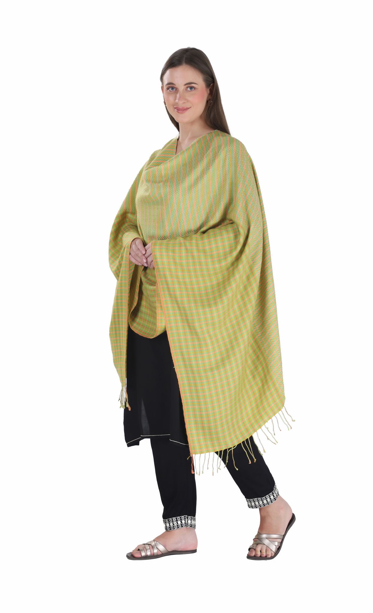 Toosh Moda Women's Embellished Beautiful Ethnic Winter Wear Shawls (Green 60 * 180)