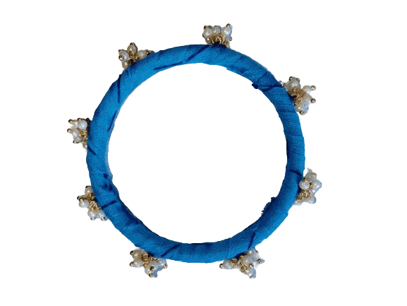 handmade sky colour chokar with earrings bangels and ring set for women and Girls - Jewellery Sets | Buy online on ZillyBuy