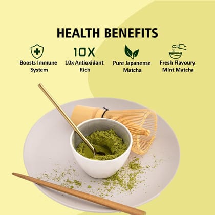 Golden Tips Japanese Lemon Matcha Green Tea Powder Pouch (50 Gram 25 cups)