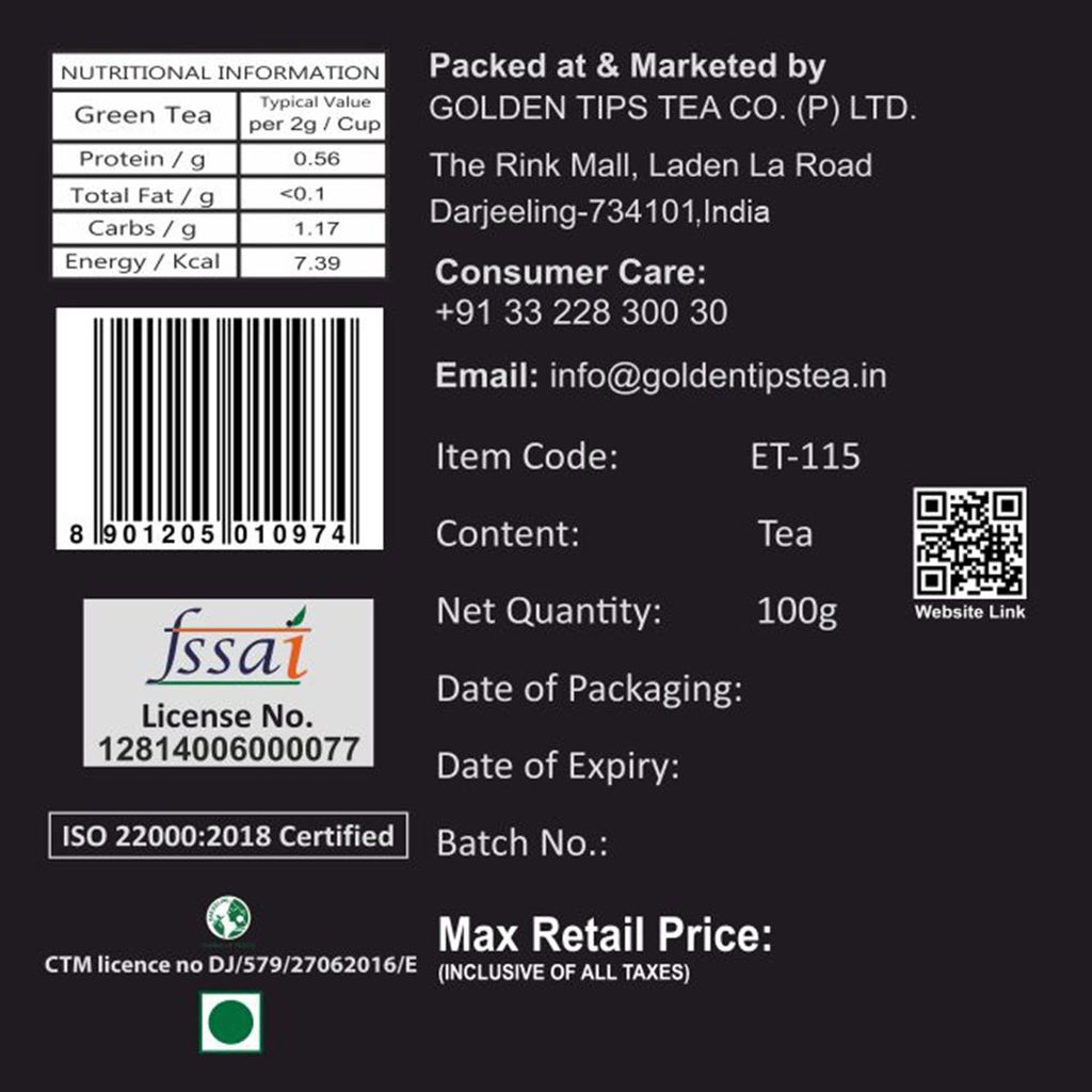 Golden Tips Green Supreme Darjeeling Green Tea Second Flush