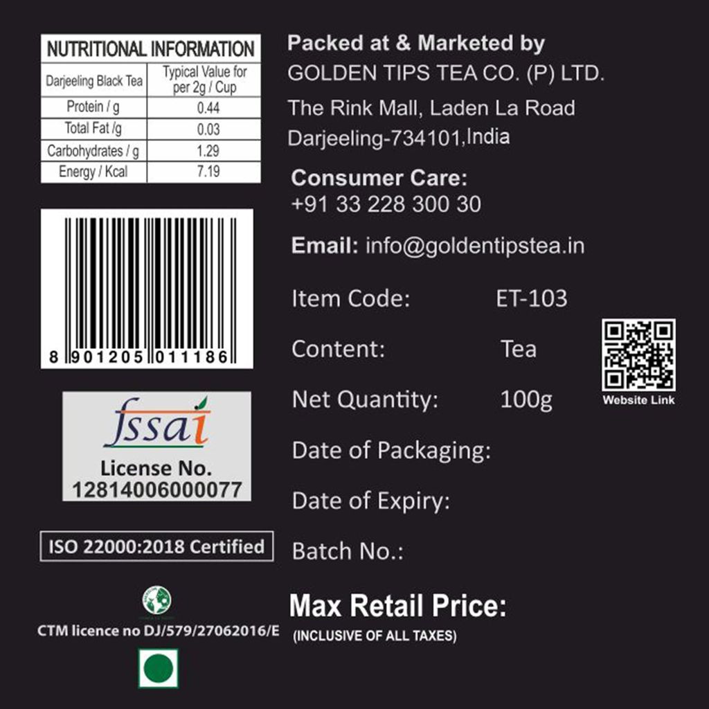 Golden Tips Summer Boost Second Flush Darjeeling Black Tea (100gm- 50 Cups)