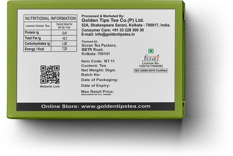 Golden Tips Fresh Flavoured Mint Green Tea Bags Box