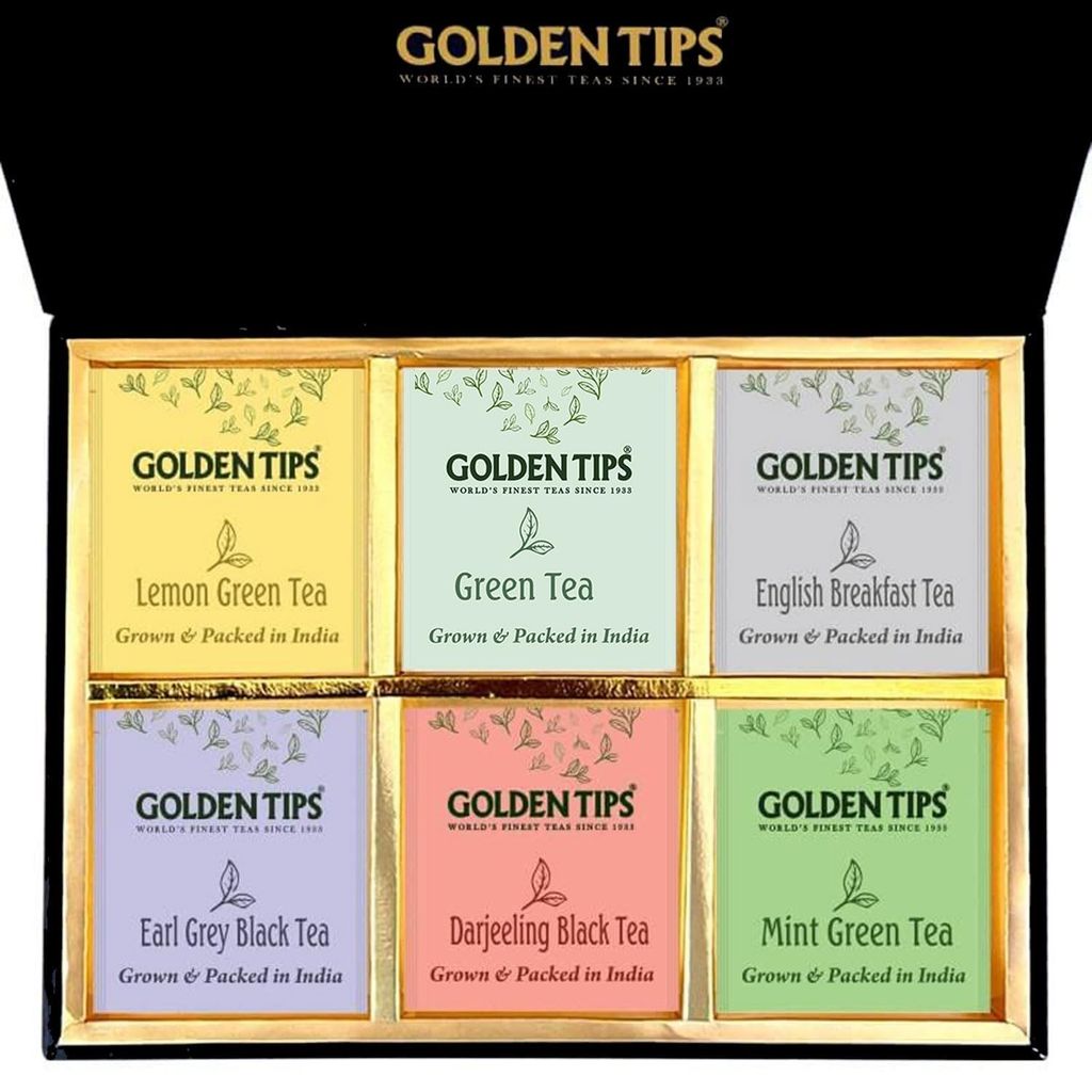 Golden Tips Aroma Black & Green Tea Assortment Individual 6 Flavour Envelope - Tea Bags (58 Gram - 30 Tea Bags)