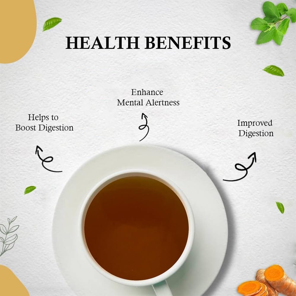 Golden Tips HERBYOGA Herbal Tea Tulsi, Turmeric and Lavendar Pouch (100 Gram, 50 cups)