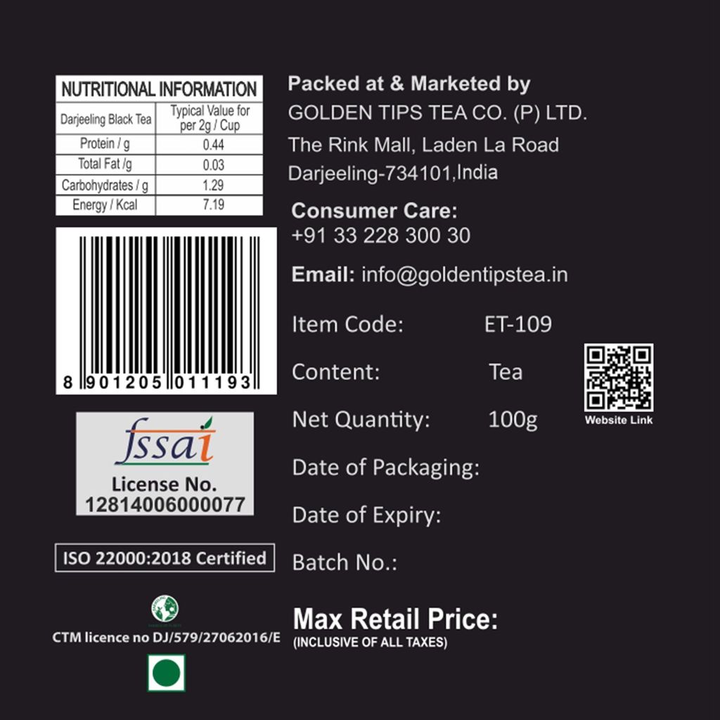 Golden Tips Summer Exotica Second Flush Darjeeling Black Tea (8.81oz - 250 gm - 125 Cups)