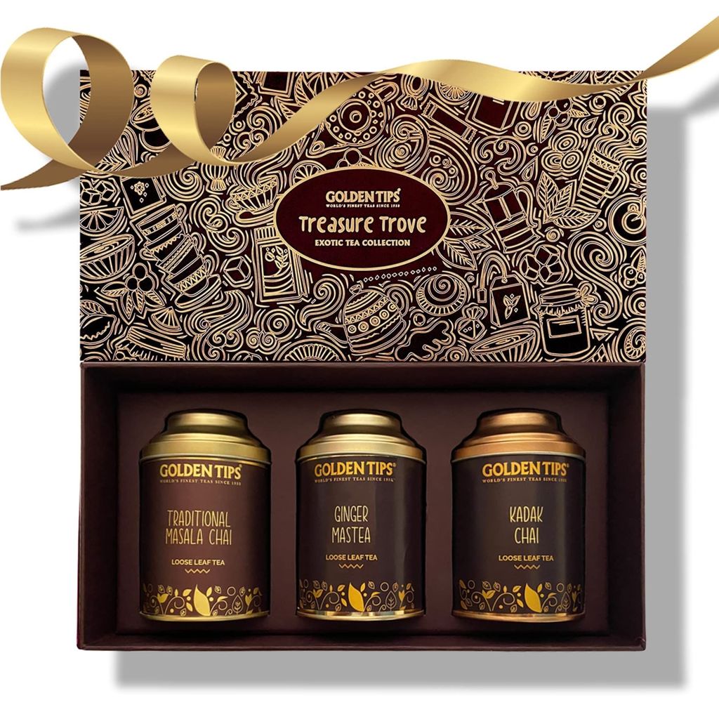 Golden Tips Gift Boxes Combo Traditional Masala Chai, Ginger Mastea, Kadak Chai (450 gram-225 Cups)