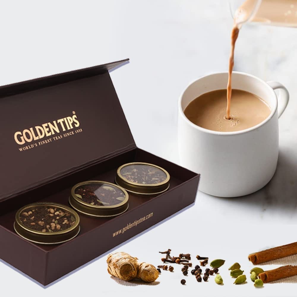 Golden Tips The Archaive - 3 in 1 Gift boxes Combo of Masala Chai, Ginger Mastea & Kadak Chai (90 gm-45 Cups)