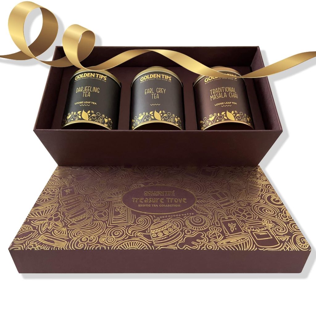 Golden Tips Gift boxes Combo Darjeeling Tea + Earl Grey Tea + Traditional Masala Chai. (300 gram)