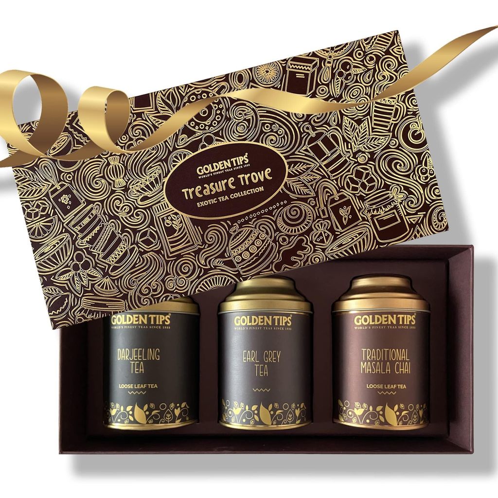 Golden Tips Gift boxes Combo Darjeeling Tea + Earl Grey Tea + Traditional Masala Chai. (300 gram)