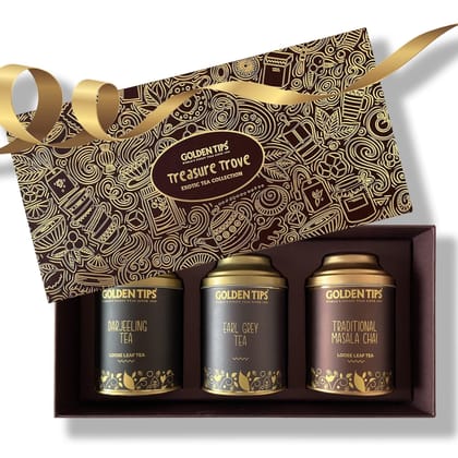 Golden Tips Gift boxes Combo Darjeeling Tea + Earl Grey Tea + Traditional Masala Chai. (300 gram)