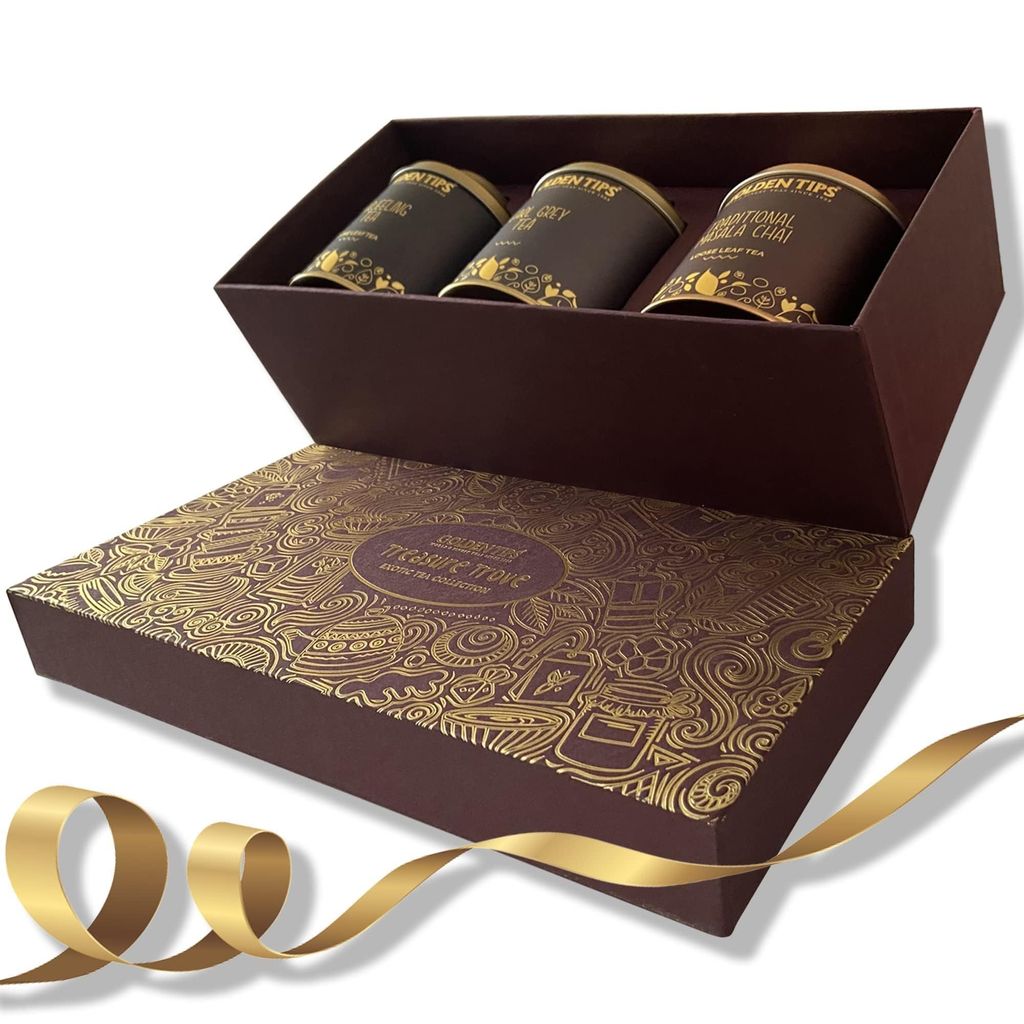Golden Tips Gift boxes Combo Darjeeling Tea + Earl Grey Tea + Traditional Masala Chai. (300 gram)