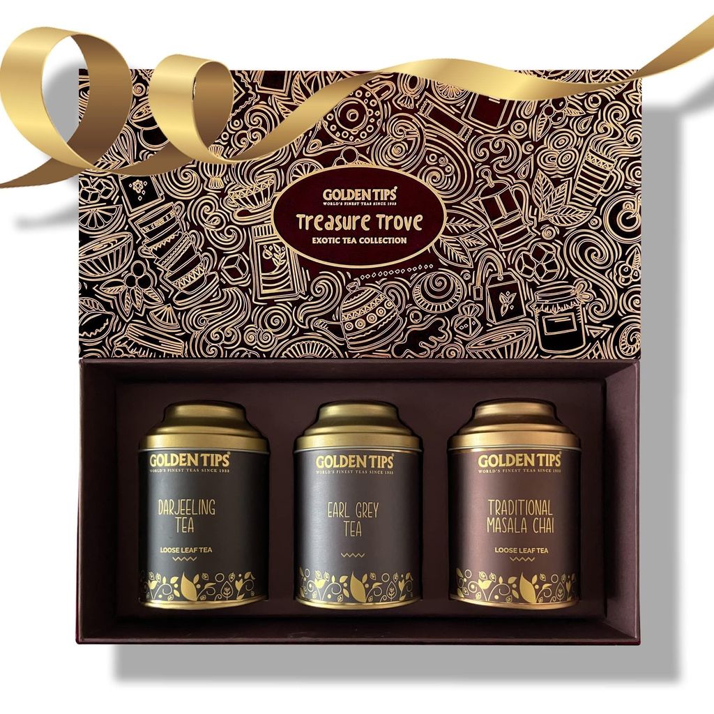 Golden Tips Gift boxes Combo Darjeeling Tea + Earl Grey Tea + Traditional Masala Chai. (300 gram)
